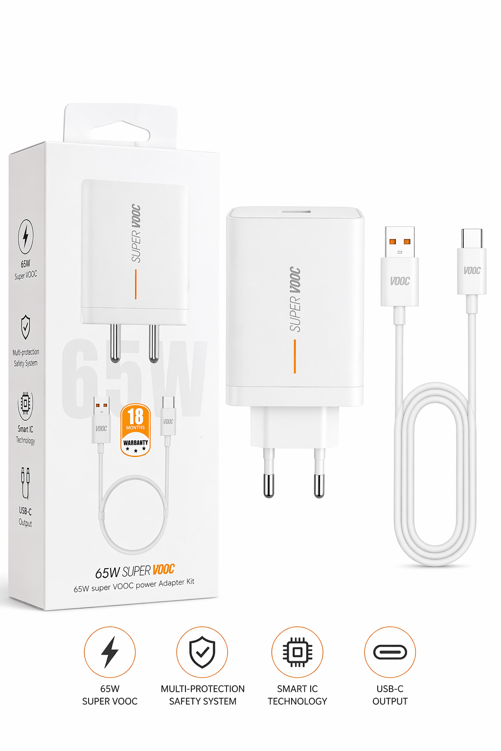 Oppo Super VOOC 85W - USB Type C Power Charger Adapter