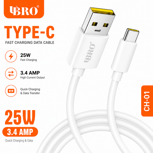 UBRO Type-C Fast Charging Cable 3.4 AMP (25W)