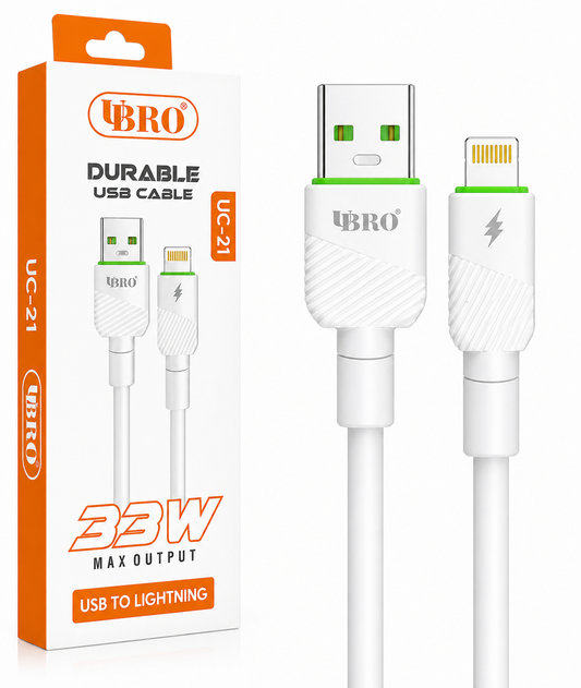 UBRO UC-21 Durable USB to Lightning Cable (33W Max Output)