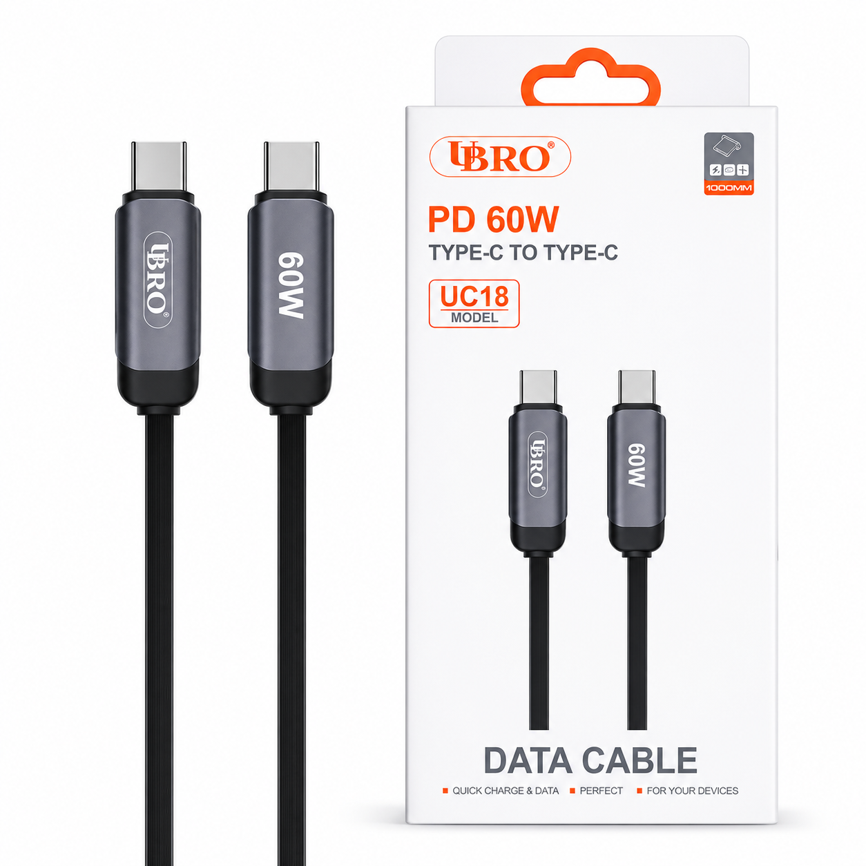 UBRO Type-C to Type-C Data Cable (60W)