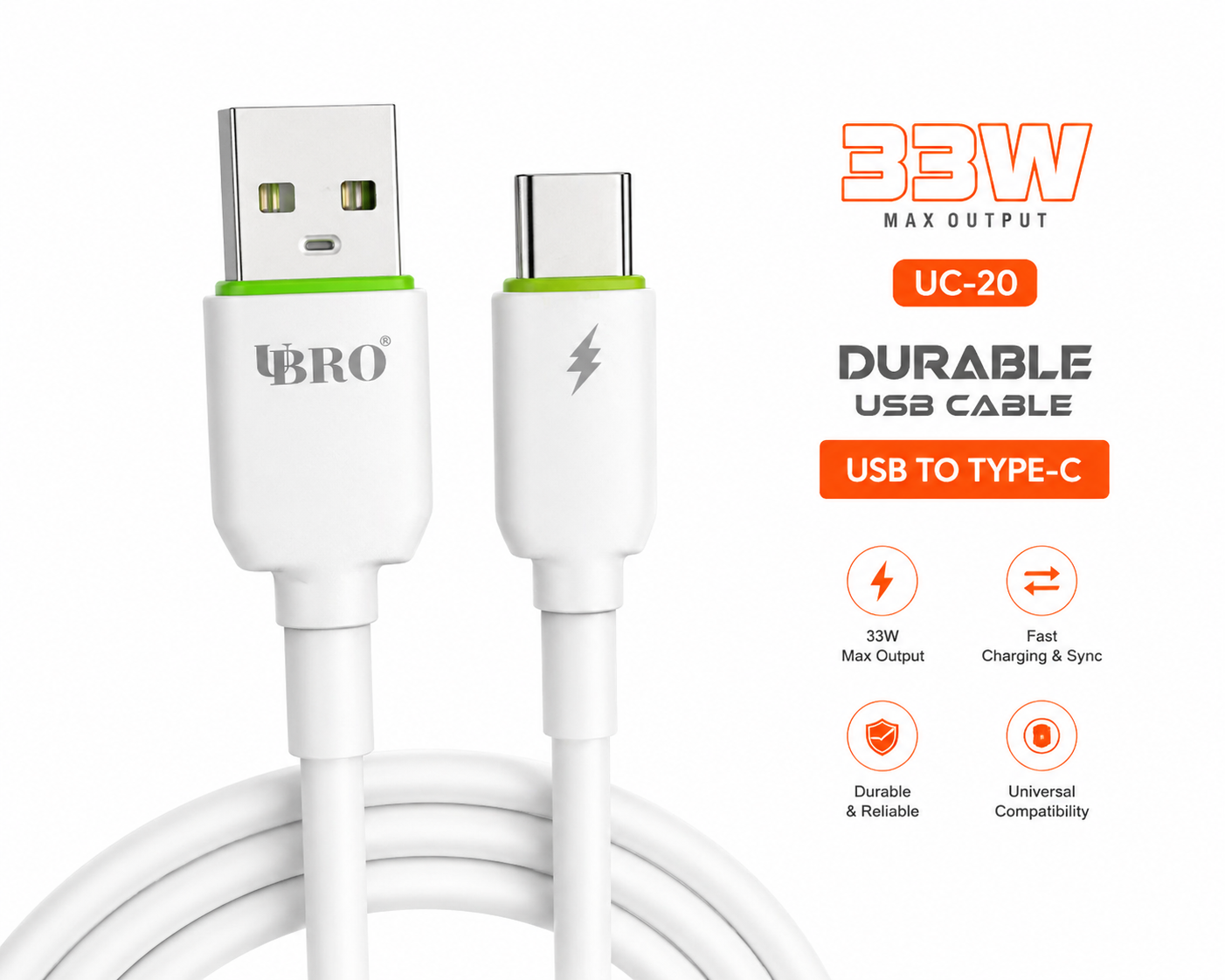 UBRO 33W Durable USB Cable