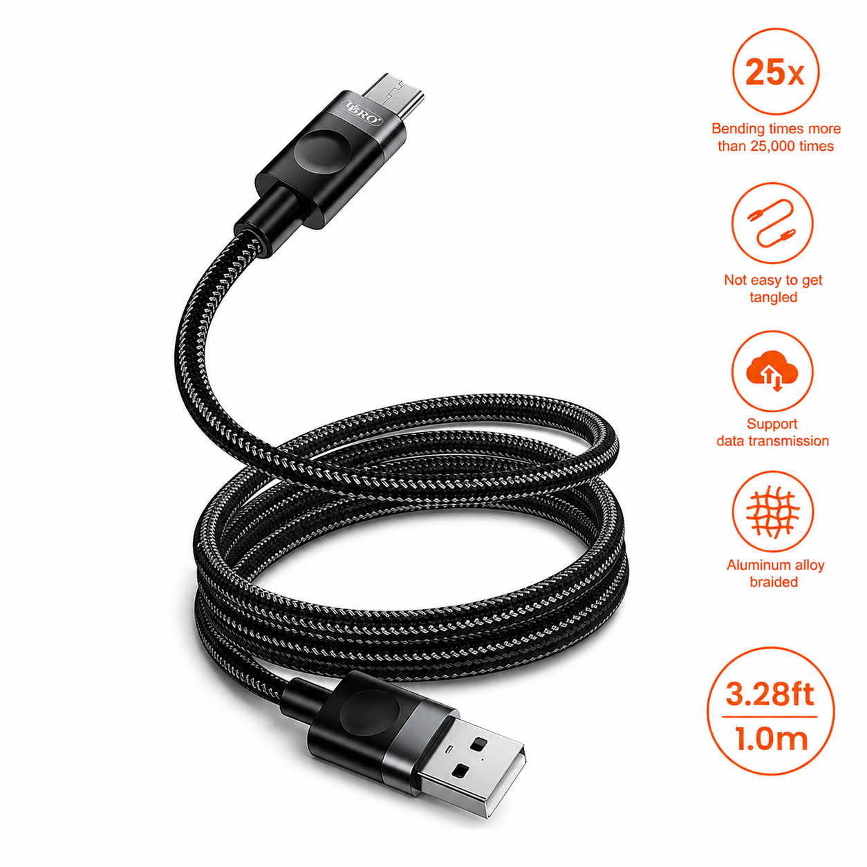 UBRO USB-A to Micro USB Data Cable