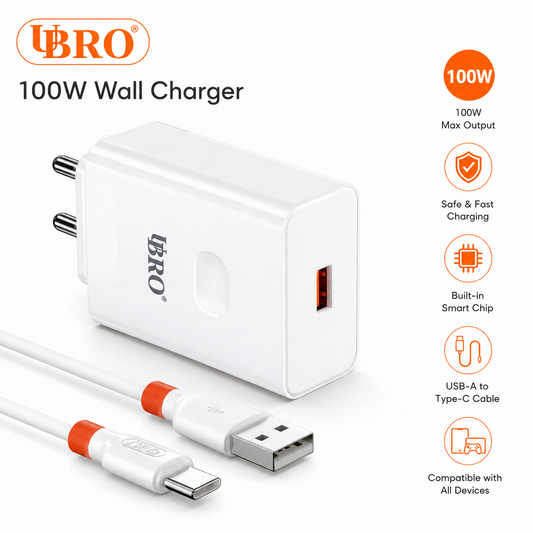 UBRO 100W Type-C Fast Charging Wall Charger (Model UA01)