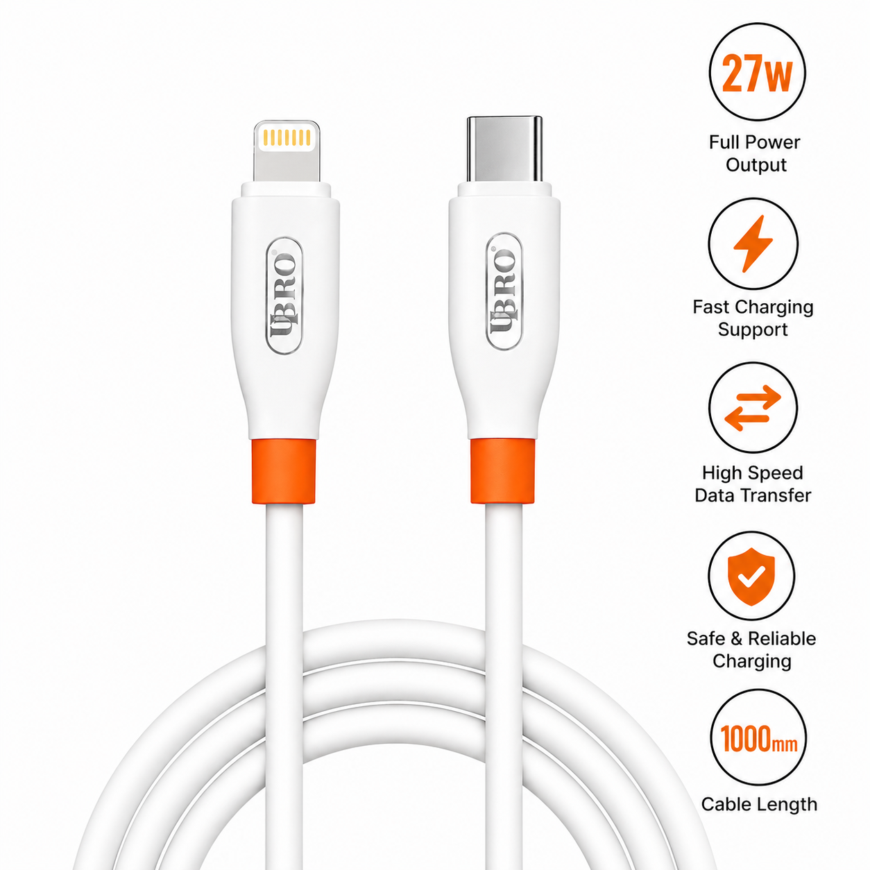 UBRO UB-C4 27W Type-C to Lightning Fast Charging Data Cable