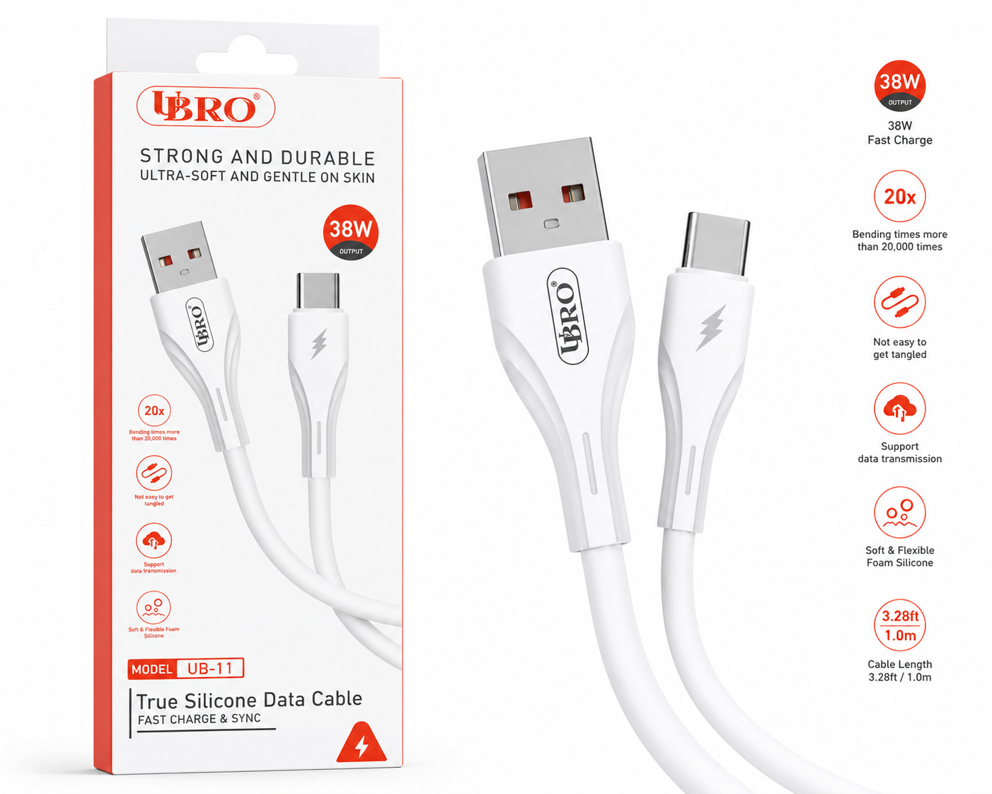 UBRO - 38W True Silicone Data Cable